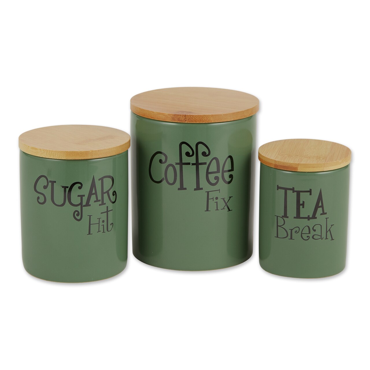Contemporary Home Living Kitchen Storage Canisters - 5.5" - Green and Brown - Set of 3